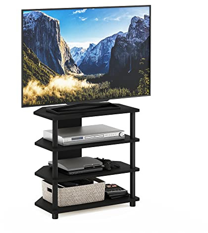 Furinno TV-Schrank mit 4 Ablageflächen, holz, Schwarz, 37.08 x 60.2 x 58.93 cm