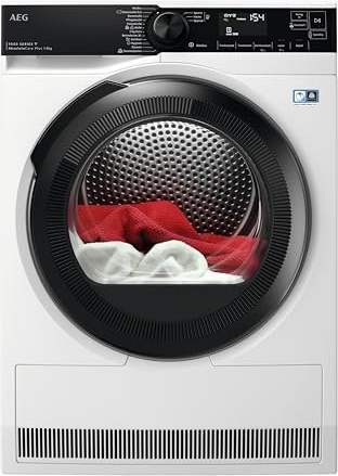 AEG WiFi Wärmepumpentrockner 8 kg – Serie 9000 AbsoluteCarePlus Daunentrocknung – Punktgenaue Trockenergebnisse mit 3D-Scan Restfeuchteermittlung – A+++ – Trommelbeleuchtung – TR9W75680