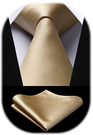Enlision Champagner Krawatte Herren Hochzeit Krawatten und Einstecktuch Set Einfarbig Seide Krawatte Gold Elegant