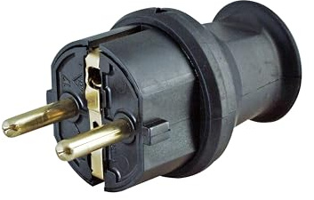 Kopp Schutzkontakt-Stecker mit Knickschutz klein, 1 Stück, Schwarz, 179716043
