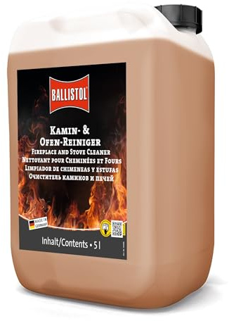 BALLISTOL 25405 Kaminreiniger/Ofenreiniger, 5 l Kanister | Reinigungsmittel, Schaum-Reinigung für Kaminscheiben, Ofenfenster, Backofen, mit Zeitung, biologisch abbaubar, rückstandsfrei