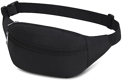 Bauchtasche Gürteltasche Hüfttasche Sport Wasserdicht Gürteltasche Damen Brustbeutel Nylon Herren Sport Tasche Outdoor Reisen Wandern Laufen Joggen Hundetraining (Schwarz)