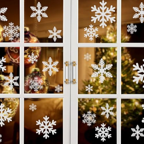 Naler 85 Schneeflocken Fensterbild Abnehmbare Fensterdeko Statisch Haftende PVC Aufkleber Winter Dekoration
