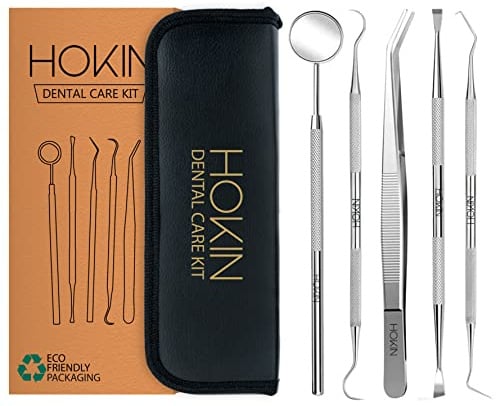 HOKIN Zahnpflege Set Dental Prämie Zahnreinigung Zahnsteinentferner Zahnsonde Mundspiegel Scaler Aus Edelstahl (5)