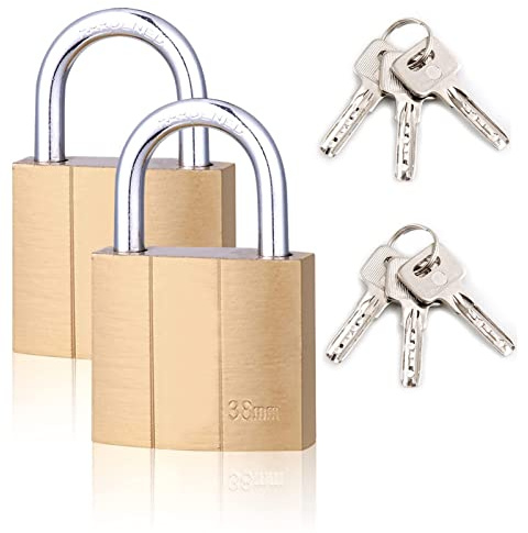 Vorhängeschloss 2er Set mit 3 Schlüssel, 38mm Schloss Wetterfest Schlösser mit Schlüssel Lock für Koffer Schränke Garage Spinde