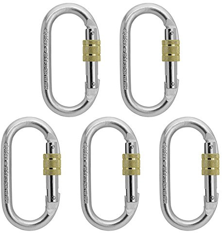 ALPIDEX 5 Stahlkarabiner Oval Schraubkarabiner 25 kN EN 362 Karabinerhaken | Schraubverschluss, Sicherungskarabiner, Ovalkarabiner, Absturzsicherung, Arbeitssicherheit, Klettern, EN 12275