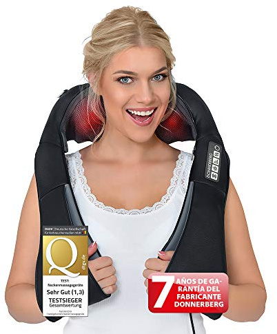 DONNERBERG® Das Original Nackenmassagegerät mit Wärme 7 Jahre Kraftmotor Garantie Shiatsu Massagegerät für Nacken Schulter Massage Vibration TÜV geprüft