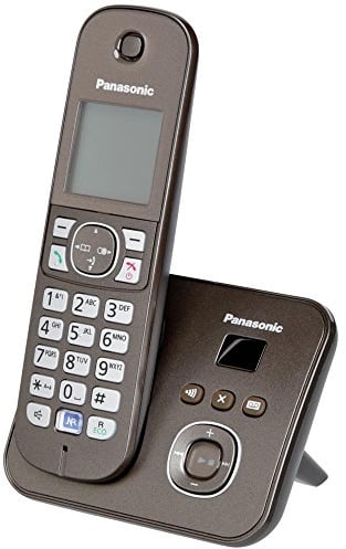 Panasonic KX-TG6821GA DECT Schnurlostelefon mit Anrufbeantworter (strahlungsarm, Eco-Modus, Gap Telefon, Festnetz, Anrufsperre) Mocca-braun