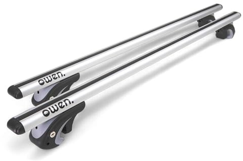 Owen 5.0 Auto Dachträger für offene Reling 120cm Silber | Geprüft nach DIN 75302, abschließbar – Querträger verstellbar 70-108cm für Dachbox, Dachzelt & Skiträger