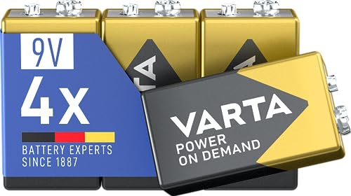 VARTA Batterien 9V, 4 Stück, Power on Demand, Alkaline Block-Batterie | 6LP3146 mit 9 V, Made in Germany, bis 10 Jahre lagerfähig, für Rauchmelder, Brandmelder, Feuermelder oder Messgeräte
