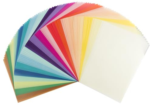 Transparentpapier DIN A4, 20 Farben, 130g/m², buntes Papier zum Basteln, für Scrapbooking, zur Kartenherstellung und mehr