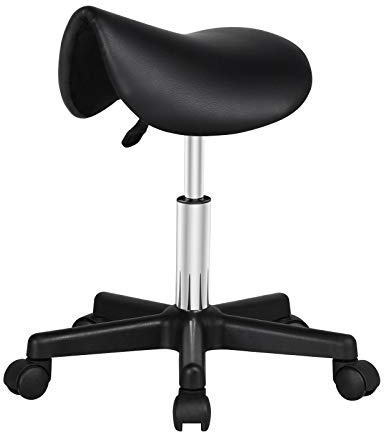Yaheetech Sattelhocker Arbeitshocker Rollhocker Drehhocker Arzthocker Kosmetikhocker Praxishocker höhenverstellbar drehbar mit Sattelsitz