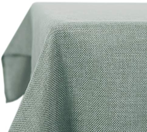 Deconovo Tischdecke Wasserabweisend Leinenoptik Tischwäsche Lotuseffekt 130x280 cm Dunkelgrün