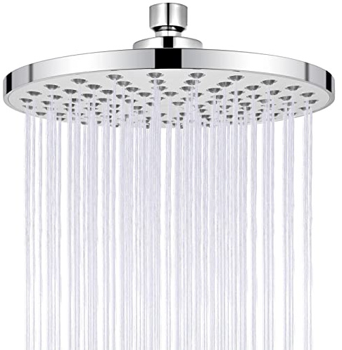 Duschkopf Regendusche, 8 Zoll Round Regenduschkopf Wassersparend, 360°Verstellbarer Kopfbrause mit 123 Anti-Kalk-Düsen, Auslaufsicher Anti-Rost Wasserfall-Duschkopf(Universal)