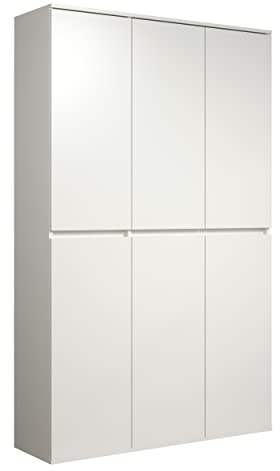 trendteam smart living - Nevada - Mehrzweckschrank - Weiß - Schrank mit 6 Türen, 12 Einlegeböden und 1 Kleiderstange - (BxHxT) 111 x 191 x 34 cm - grifflose Türen