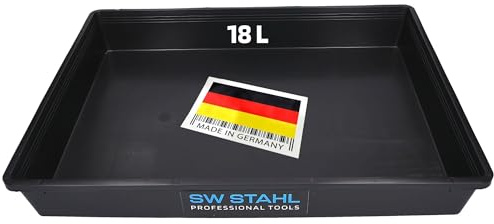 SW-Stahl 07376L Universal Auffangwanne rechteckig/Ölauffangwanne/Grillrost-Reinigung/Katzenklo/Gewächshauswanne / 18L Fassungsvermögen Kunststoff I Ölwanne Kunststoff