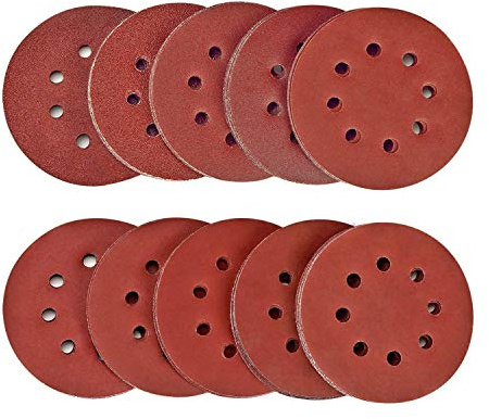 SPTA 100tlg 125mm 40/80/120/180/320/400/600/800/1500/2000 Schleifscheiben Klett-Schleifpapier Klett-Schleifblätter Schleifpapiere Exzenter-Schleifer Körnung, je x10, 8 Löcher für Exzenterschleifer
