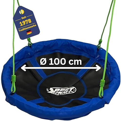 Best Sporting Nestschaukel I Gartenschaukel Ø 60, 80, 90, 100 oder 110 cm I Bis 150 kg belastbar I Höhenverstellbar 105-180cm I Nestschaukel Outdoor I Gartenschaukel Kinder (Ø 100)