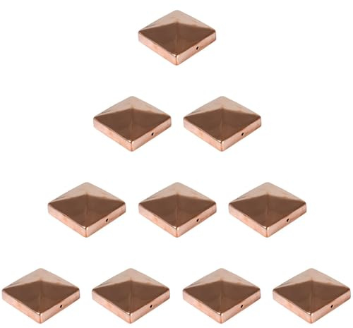10× Pfostenkappe Kupfer 9×9 cm (91×91 mm) – polierte Pyramiden-Abdeckung für Holzpfosten – witterungsbeständige Kupfer-Zaunkappe/Pfostendeckel für 9×9 Kantholzpfosten