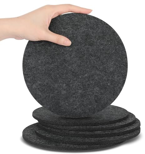 SOSMAR 6 Stück Groß Filzuntersetzer Filzunterlage für Töpfe, Gläser, Vasen und Schüsseln - Tischschoner Tischuntersetzer Schutzmatte aus Robustem Filz (Rund Ø 20cm/ Anthrazit)
