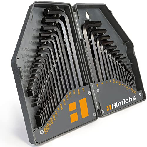 Hinrichs 30 tlg. Innensechskantschlüssel Satz Zoll und Metrisch - Innensechskant Satz - Sechskantschlüssel Set Fahrrad - korrosionsbeständiges Schlüssel Set - Hex Key, Allen Keys
