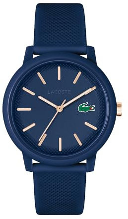 Lacoste Analog Quarzuhr für Herren Kollektion LACOSTE.12.12 mit Marinblaues Silikonarmband - 2011234