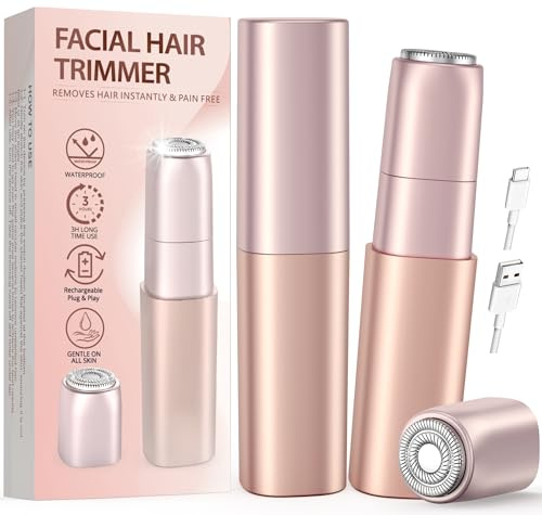 Gesichtshaarentferner für Frauen mit 1 Ersatzkopf: Aufladbarer Mini Rasierer für Damen, iFanzeTech Gesichtsrasierer Frauen für Schnelle und Sanfte Rasur,Oberlippe,Kinn und Wangen, für Unterwegs
