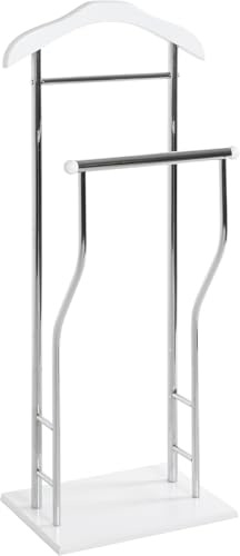 HAKU Herrendiener für Schlafzimmer stiller Diener Badezimmer chrom, weiß, MDF Metall - Maße: B 45 x H 110 x T 30 cm, Style: Modern