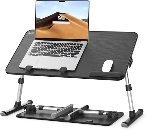 Tisch, SAIJI Betttisch, 5 höhenverstellbar Laptop ständer, Klappbarer laptoptisch, für Sofa Couch Boden Arbeiten Studieren Lesen Schreiben Essen, Fit bis zu 17" Laptop (52 * 30cm Schwarz)