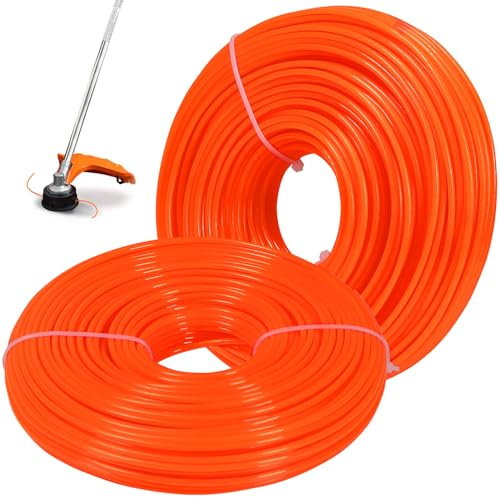 Tenn Well 2,4 mm Nylon Mähfaden, 100 m Runde Trimmerfaden Starkes Motorsense Faden für Gartenschneider Rasentrimmer(Orange)
