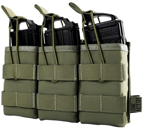 OneTigris MOLLE Magazintasche Dreifach für M4/AK47/G36 - Pistolen Magazinbeutel Kompatibel mit Taktischer Weste/Plattenträger | 1000D Nylon Airsoft mit Entwässerung (24x14x3cm)