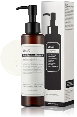 DearKlairs Sanftes schwarzes Tiefenreinigungsöl, Make-up-Reinigungsöl-Reiniger, 150 ml, 5,07 Unzen, täglicher Gesichtswasch-Entferner, keine verstopften Poren, feuchtigkeitsspendend, alle Hauttypen