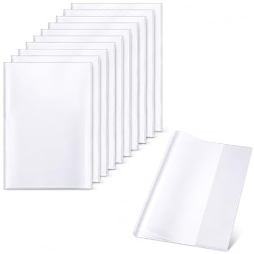 10 Stück Buchumschlag 16K, Transparent & Wasserdicht, Bucheinschlagfolie Einstellbar Buchschoner, Stabile Schulbuch-Umschläge, für das Home Office der Schule(19.5x 26cm) (16k)