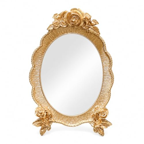 Beavorty Schminkspiegel Vintage Stehspiegel Für Make-up Rasur Und Ankleiden Tischspiegel Mit Stabilem Standfuß Klare Spiegeloberfläche Für Schminktisch Und Zuhause
