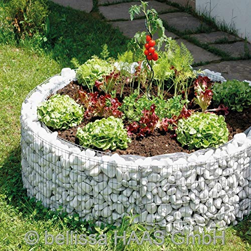 bellissa - Gabionen-Hochbeet rund Durchmesser 92cm außen 72cm innen, Höhe 40cm - Feinmaschige Gabionenkörbe befüllbar - Witterungsbeständiges Gabionen-Hochbeet - DYI-Bausatz inkl. Trennfolie (M)