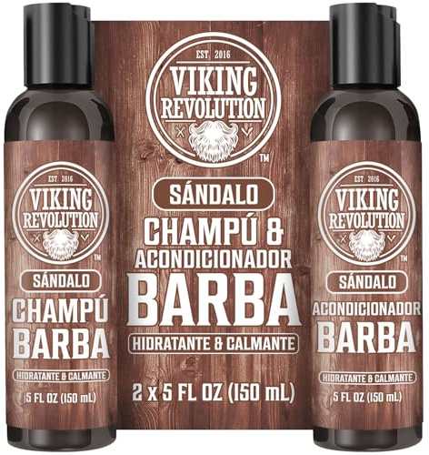 Viking Revolution - Bartshampoo & Conditioner Set - Erweicht, Glättet & Stärkt den Bartwuchs - Bartshampoo Für Männer - Sandelholzduft - Geschenke Für Männer - 2 x 150 ml