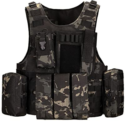 HUNTVP Taktische Weste Airsoft Weste Tactical Vest Militär Einstellbar für CS Spiele Sport Outdoor Wandern Bergsteigen Trekking