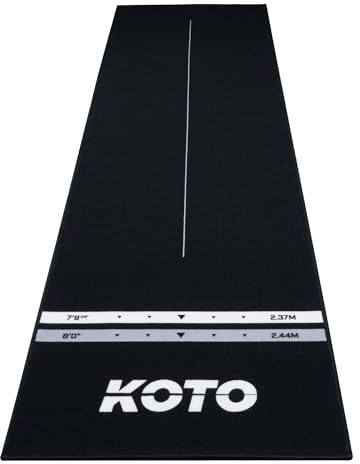 KOTO - Carpet Dartteppich, Ohne Oche, 4 Wurflinien, rutschfest, 285x80cm | Schwarz, 285 x 80cm, Mittellinie, Rutschfeste Unterseite, Hochwertige Polyesterfaser, Schützt Boden