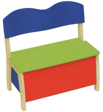 roba Kindertruhenbank, aus Massivholz und MDF gefertigt, Rücken und Sitzfläche mehrfarbig lackiert