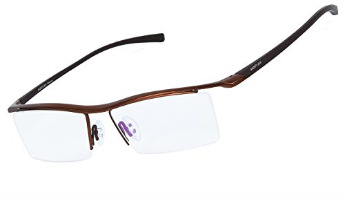 Agstum Herren Titan Brillengestell Semi-randlos Brillen Business-optische Gläser Rahmen (café)