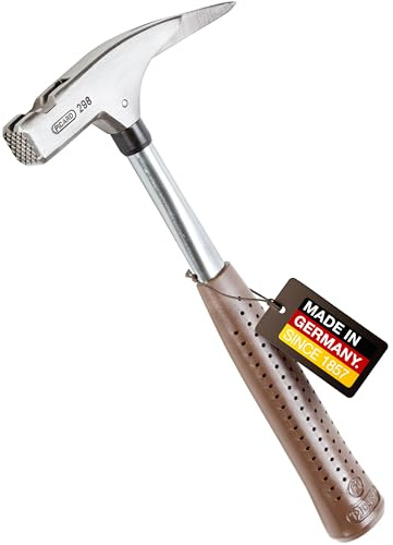 PICARD Latthammer 298 | 600g | Zimmermannshammer | mit magnetischem Nagelhalter + gerauhter Bahn | traditioneller Griff in Braun | GS-geprüft | Dachdeckerhammer Profi Hammer