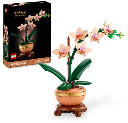 LEGO Botanicals Mini-Orchidee - Set mit Kunstblumen für Erwachsene - Zimmerpflanze mit Blumentopf im Terrakotta-Stil - DIY Geschenkidee zum Geburtstag - 10343