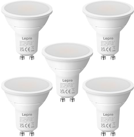 Lepro GU10 LED Warmweiss 4W Lampe, 345 Lumen, 2700K Warmweiß Leuchtmittel, Flimmerfrei LED Reflektor, 100° Abstrahlwinkel, Deckenleuchte, Wohnzimmer, Küche, Büro, Schlafzimmer, 5er-Pack