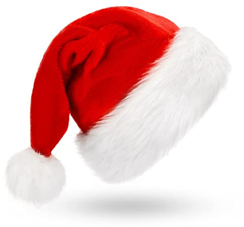 BOSONER Weihnachtsmütze Nikolausmütze Plüsche Weihnachtsmann Mütze: Rote Santa Mütze Warm Dicker - Weihnachtsmütze Erwachsene Kinder (Erwachsene)