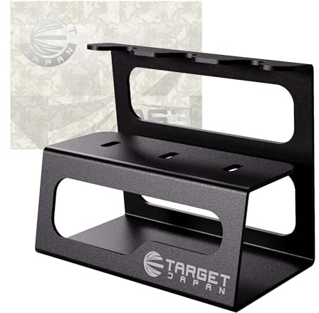 Target Japan Dart Stand | 3 Darts Display, DS3 01 Metallständer für Stahl- oder Softspitzendarts, mattschwarzes Finish