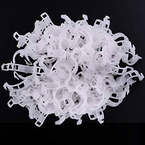 KINGLAKE 200 Stück Pflanzenclips, Pflanzenklammern Tomatenclips, Pflanzen Tomaten Clips, Tomatenklammern, Rankhilfe Klammern, Pflanzenstützclip für Kletterpflanzen Gurken-Weiß