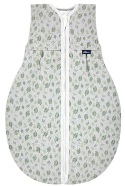 Alvi Kugelschlafsack Thermo Bio-Baumwolle Baby Winterschlafsack, 2.5 TOG, gefüttert, warm, atmungsaktiv und weich für den Winter Drifting Leaves - Silber