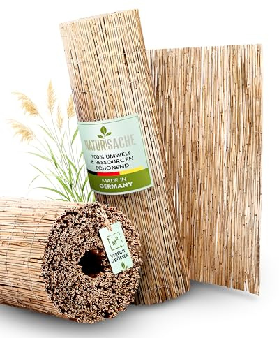 Natursache Sichtschutz | Premium Schilfrohrmatte als Sichtschutz Zaun, Blickschutz und Windschutz | Schilfrohr 1 x 3 m (HxL) Schilfmatte für Balkon, Terrasse und Garten | natur Sichtschutzstreifen