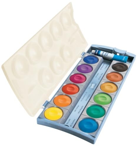Pelikan Deckfarbkasten K12 eco, 12 Farben + Deckweiß, recycelter Kunststoff, ab 3 Jahre