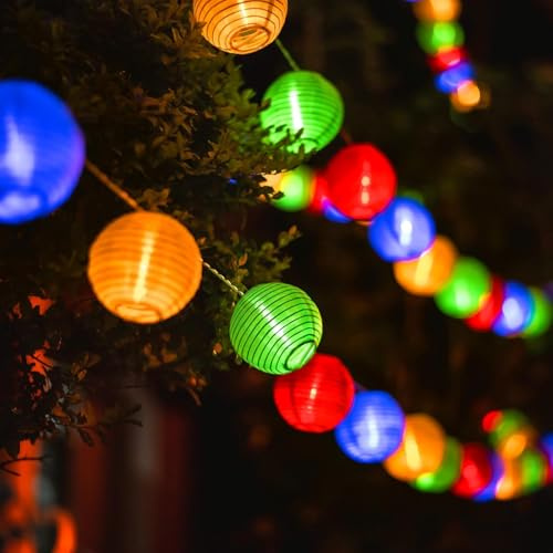 Uping LED Lichterkette 20 mehrfarbige Batterie Lampions Laternen, 5,8m | Led Lichterkett mit 8 Modi & Timer, für Party, Garten, Weihnachten, Halloween, Hochzeit, Beleuchtung Deko usw